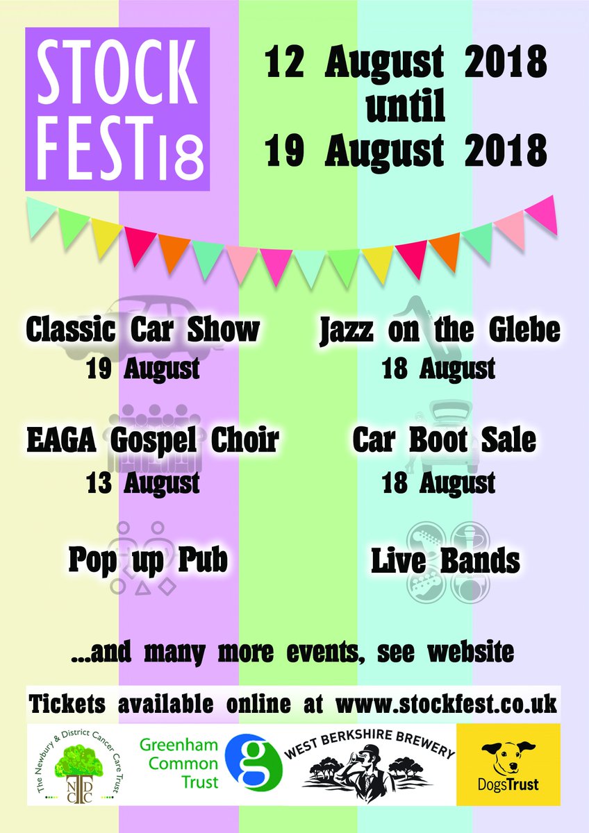 stockfest2019's tweet photo. We're delighted to announce the launch of #Stockfest18. 8 days of over 40 events. Whether you're a music lover, a film buff, a classic car aficionado, a crafter, a gardener....There is something for everyone. #Stockcross #Newbury #festival #tickets
 https://t.co/ZaOxw9PsPL https://t.co/mnd7RG5V6I