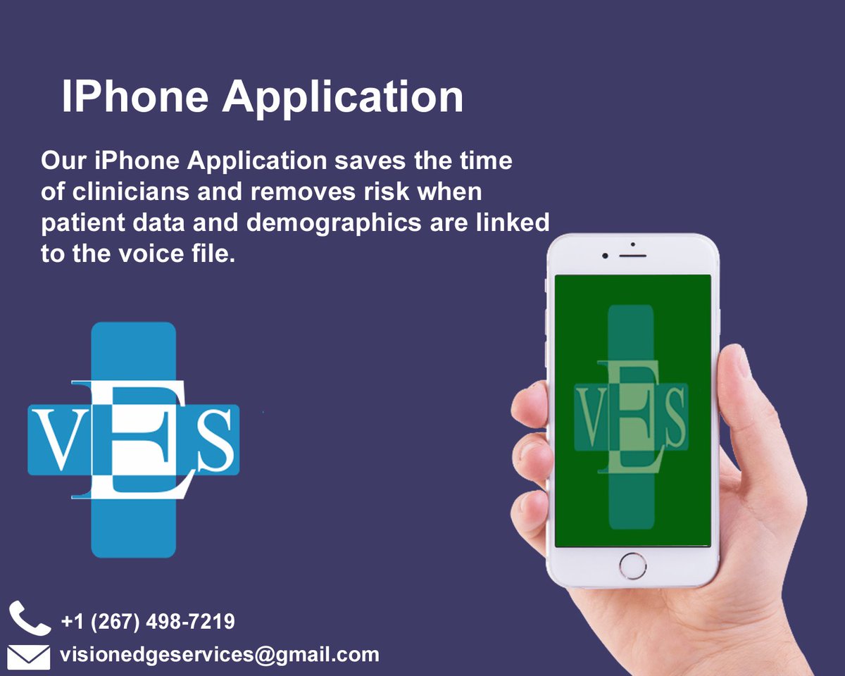 Vision_Edge's tweet image. Our #IPhone_Application saves the time of #clinicians and removes risk when #patient #data and demographics are linked to the #voice_file.
Go to our website for details:
goo.gl/YiHHWM