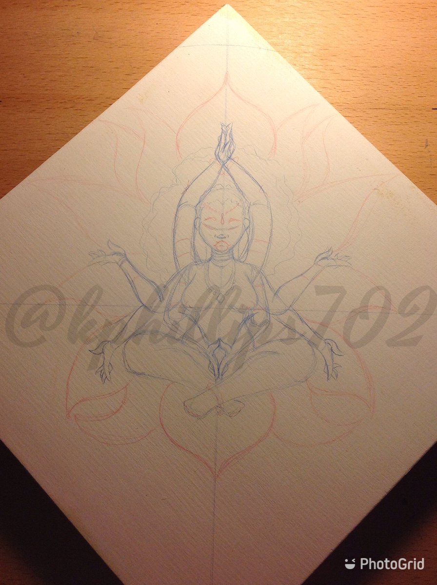 K_phillips9936's tweet photo. Another painting in the works. Still in the sketch stages, this beauty is on a 10x10 piece of wood. Once completed she'll be up for sale. Enjoy, let me know what you think and g'night. #painting #sketch #artforsale #artlife #wood #multiarmed https://t.co/5ysMHyUC9I