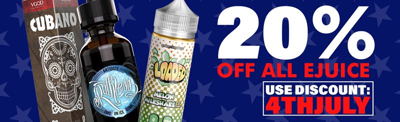 E_JuicePlug's tweet photo. Happy 4th of July! Enjoy our Exclusive $17.76 Bundle Pack Special! ＋ 20% Off E-juice! Shop while supplies last! https://t.co/ZNOJJsS9HF 

Codes cannot be combined.

Warning: This product contains Nicotine. Nicotine is an addictive chemical.

 #ejuiceplug #4thofjuly #july4th https://t.co/m6WqJbCDKm