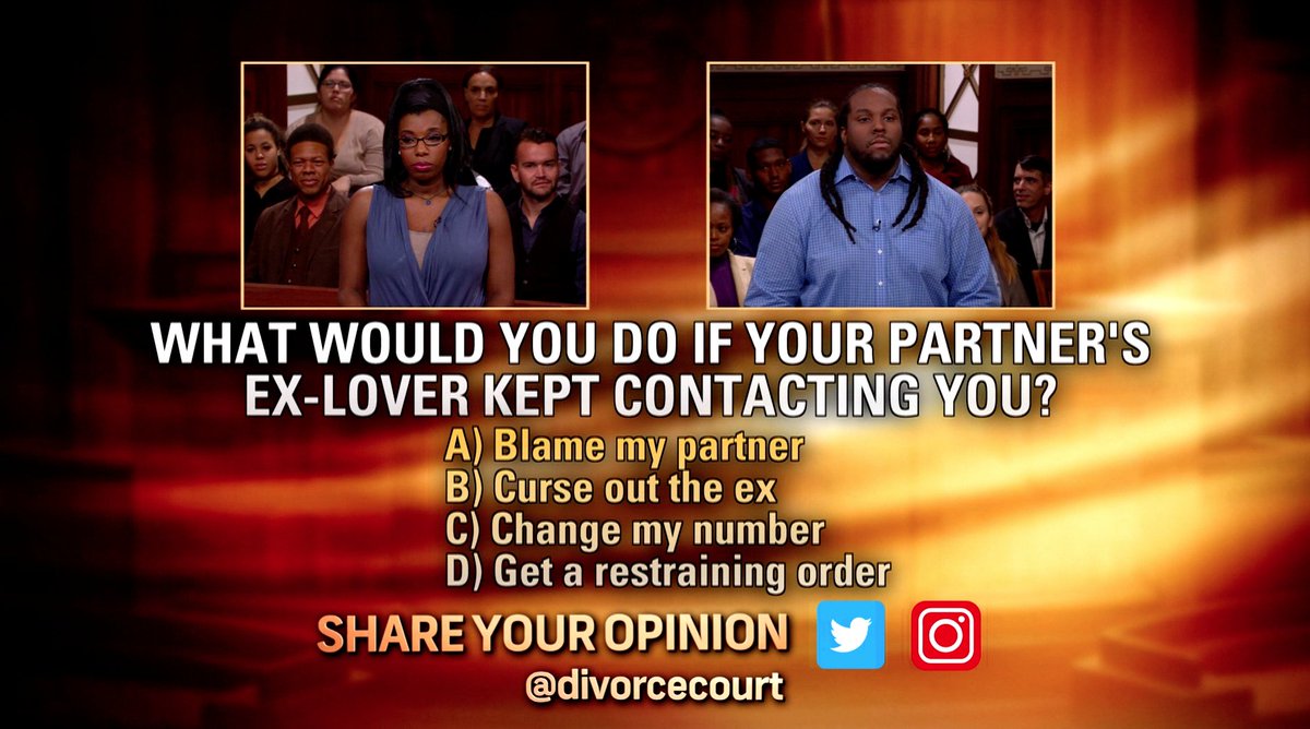 divorcecourt's tweet image. How do you get rid of your partner&apos;s pesky ex-lover? #divorcecourt #exproblems