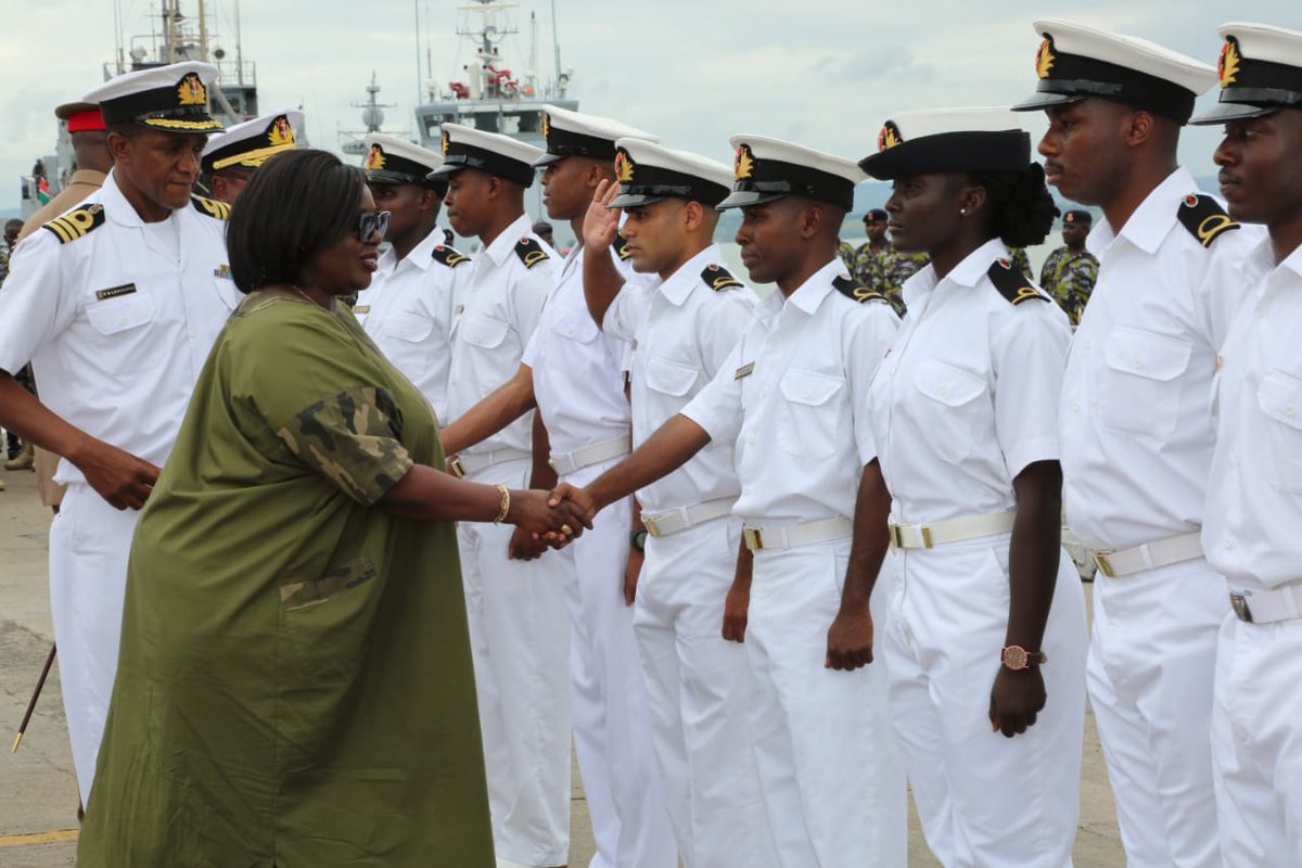 kdfinfo's tweet image. The Cabinet Secretary for Ministry of Defence Amb Raychelle Omamo today received the Kenya Navy Ship Shujaa in Mombasa following the ship's 21-month training voyage &amp;amp; midlife refit programme at the Damen Shipyards in the Kingdom of The Netherlands. #OnTimeOnTarget #TheBlueEconomy
