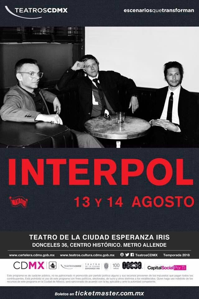 Distrito_Sonido's tweet image. INTERPOL Vuelve a la #CDMX los próximos 13 y 14 de agosto. 🔥