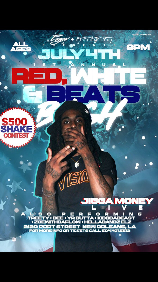 Morgwproduction's tweet photo. EUGOV + MORG W PRESENTS
#REDWHITEANDBEATS ππ
4TH OF JULY
2120 PORT STREET
8PM
ALL AGES
$500 SHAKE CONTEST
πΊπΈπΊπΈπΊπΈπΊπΈπΊπΈπΊπΈπΊπΈπΊπΈπΊπΈ https://t.co/Ly90lNHrjB