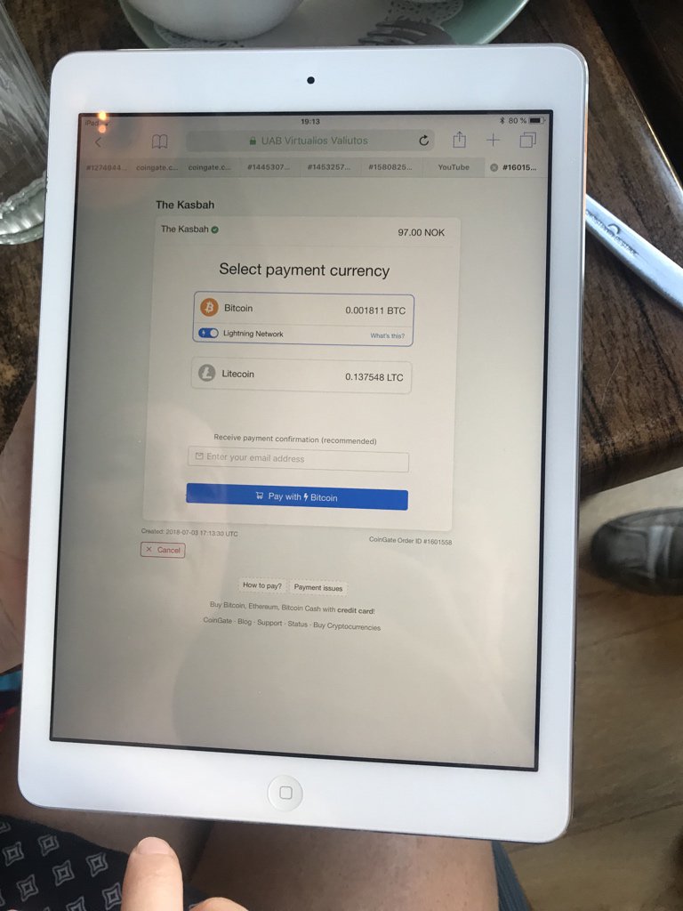hodlonaut's tweet photo. Buying beer with bitcoin #lightning at Kasbah Pub in Oslo, Norway. They use Coingate as payment provider. Works absolutely flawless, confirmed in 1 second!
⚡️⚡️⚡️🚀🚀🚀 https://t.co/9OxSEjeWn2