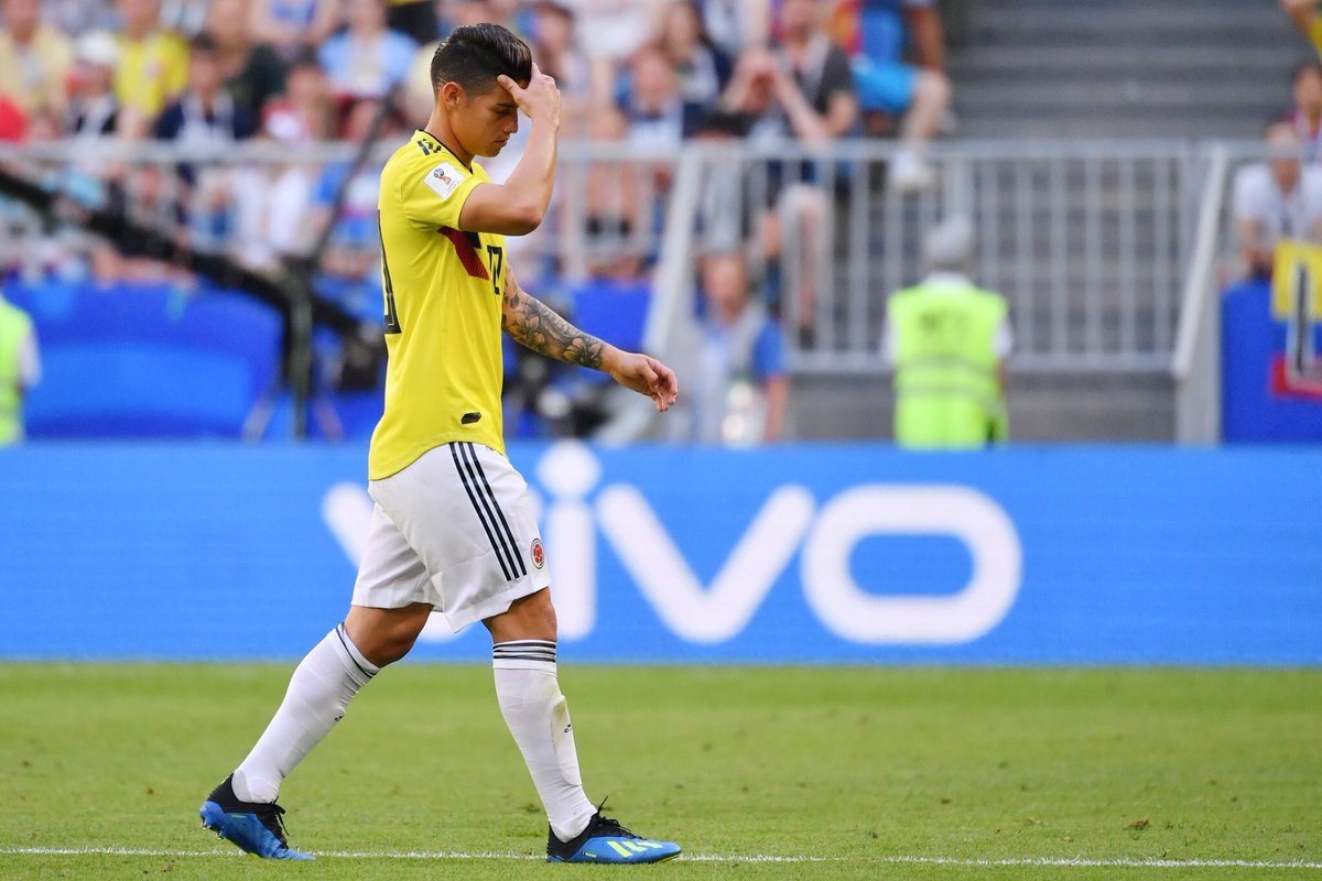 ODDSbible's tweet photo. James Rodriguez decided not to take part in tonight's game after realising that there was nothing he could do to stop football coming home https://t.co/7ia1OqsAcF