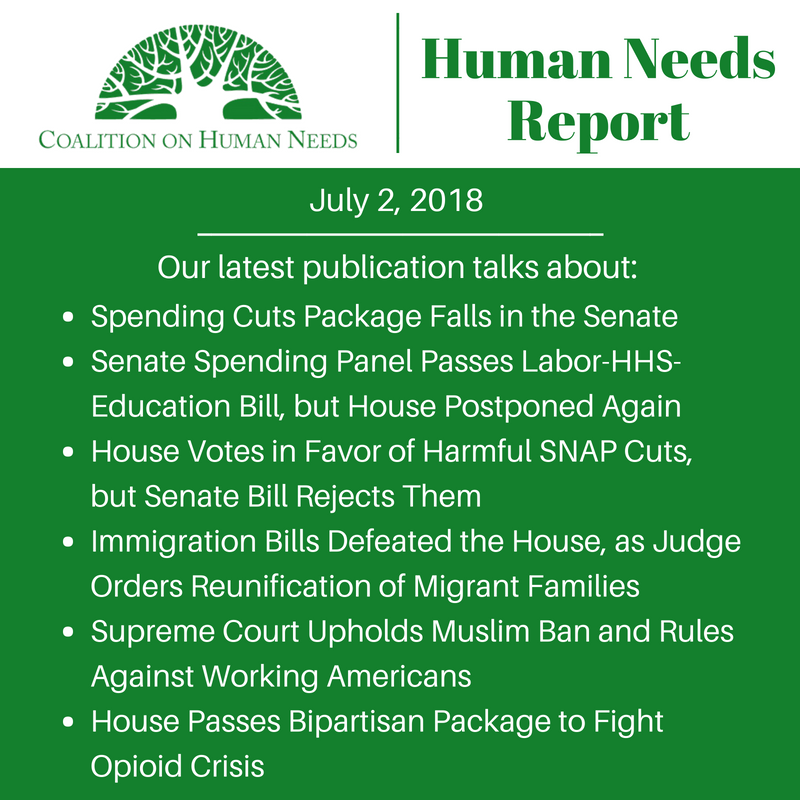 Voice4HumanNeed's tweet photo. CHN just released our #HumanNeedsReport on:
✂️Senate #Rescission spending cuts package fails
💰FY19 Appropriation action
🌾Farm Bill and #SNAP
⚠️Immigration bills fail in the House
💊The House passed legislation to tackle the opioid crisis
Read more: https://t.co/VfIvkY9Pev https://t.co/I9aAD5pKpU
