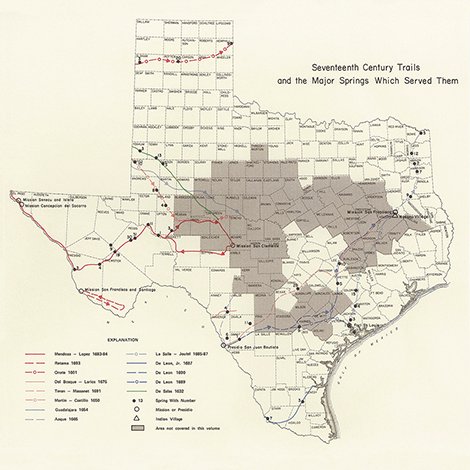 twdb's tweet photo. Native American trails—superhighways of their time—connected one #txspring to the next, as tribes moved from one water source to the next. In the eras before windmills made groundwater avail. in areas w/out rivers, the earliest explorers &amp; settlers also followed those routes. https://t.co/PLc2IH8C7M