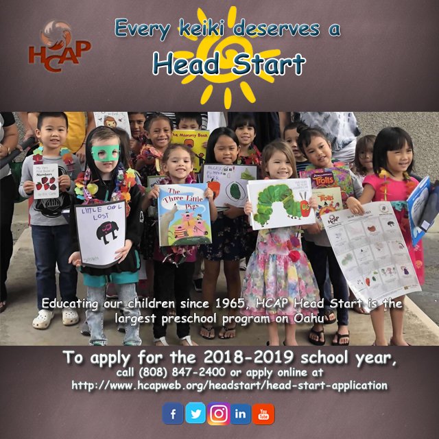 HCAPhi's tweet photo. Are you or someone you know in need of comprehensive early childhood education? Spread the word! #HCAP #HeadStart is now accepting applications for children 3-5 years for the 2018-2019 school year. https://t.co/r1VnTEWLlO