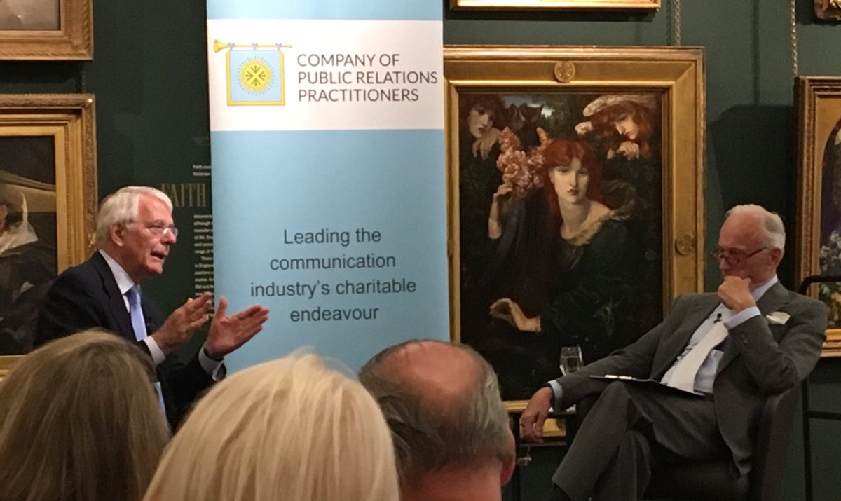 Sir John Major &amp; Lord Chadlington in conversation ⁦@PRGuild⁩ in the City of London Guildhall gallery.