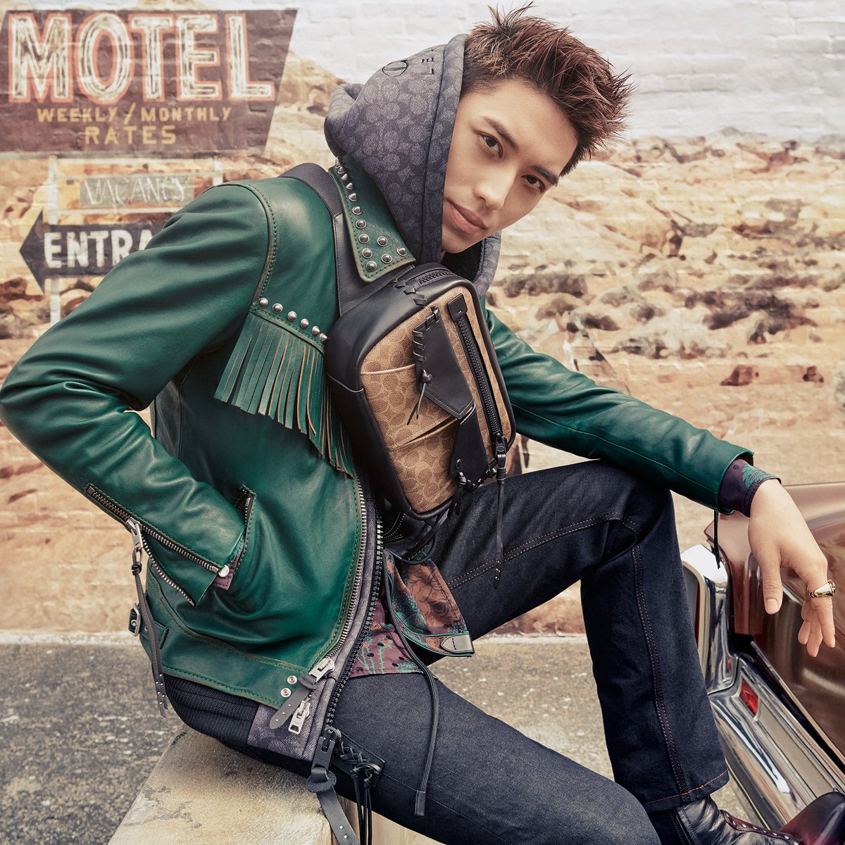 Coach's tweet photo. Returning for an encore, our very own #TimmyXu stars in the new #CoachFW18 Men's campaign. #CoachNY https://t.co/amK8x1wsnG