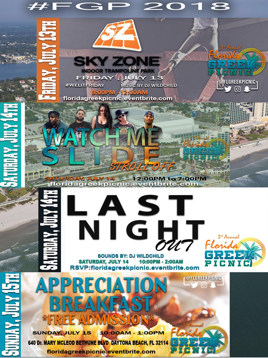 FLGreekPicnic's tweet photo. Days away #FGP the place to be! July 11-14 weekend lineup. #itsdifferent #flgp #daytona 
Be sure tho click the link in the bio to get ya tickets 👆🏾👆🏾👆🏾. https://t.co/M1i7o7fYOk