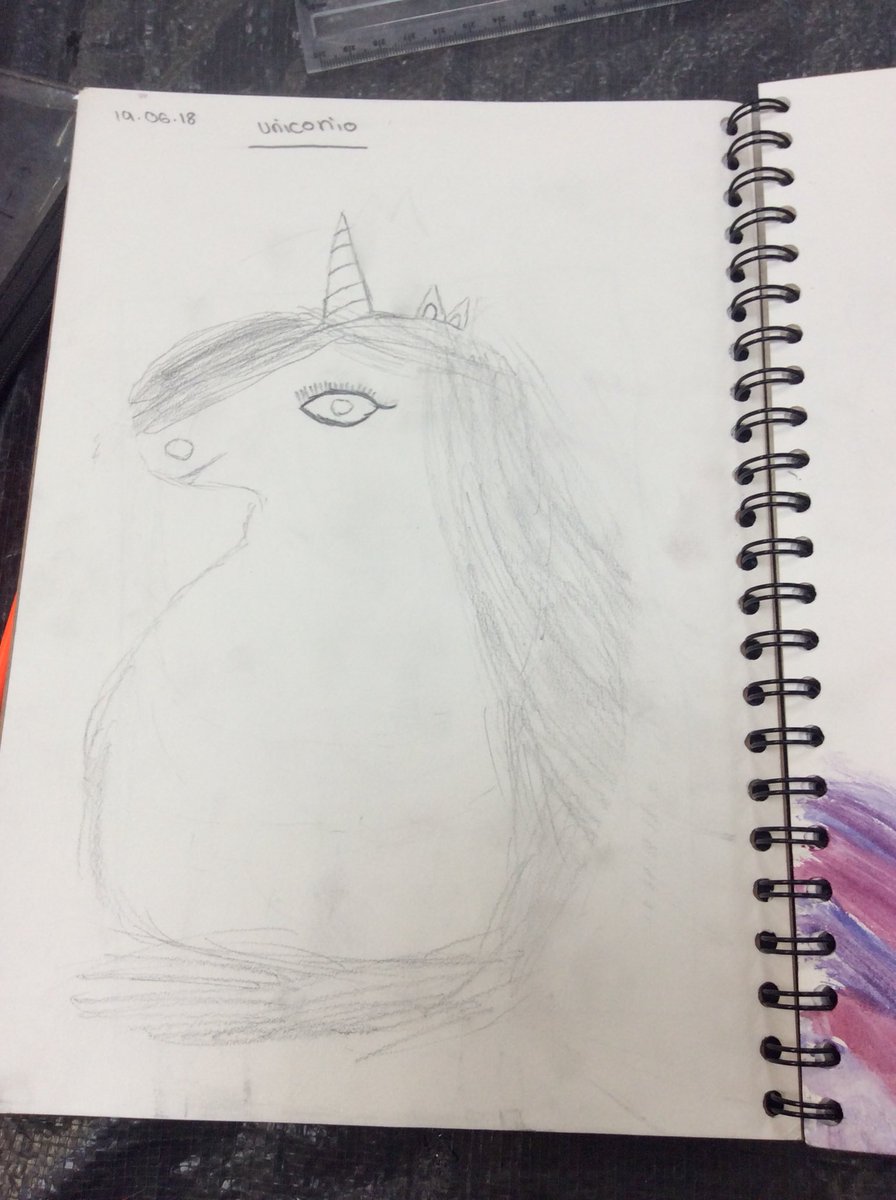 StBernardsep's tweet photo. Hollie showed great #noticing and #refining to improve her artwork for our Unicornio y Dragones learning #LPATuesday #Spanish #AustinsButterfly #Team4 Here is her before and after https://t.co/3C2DuRxMaW