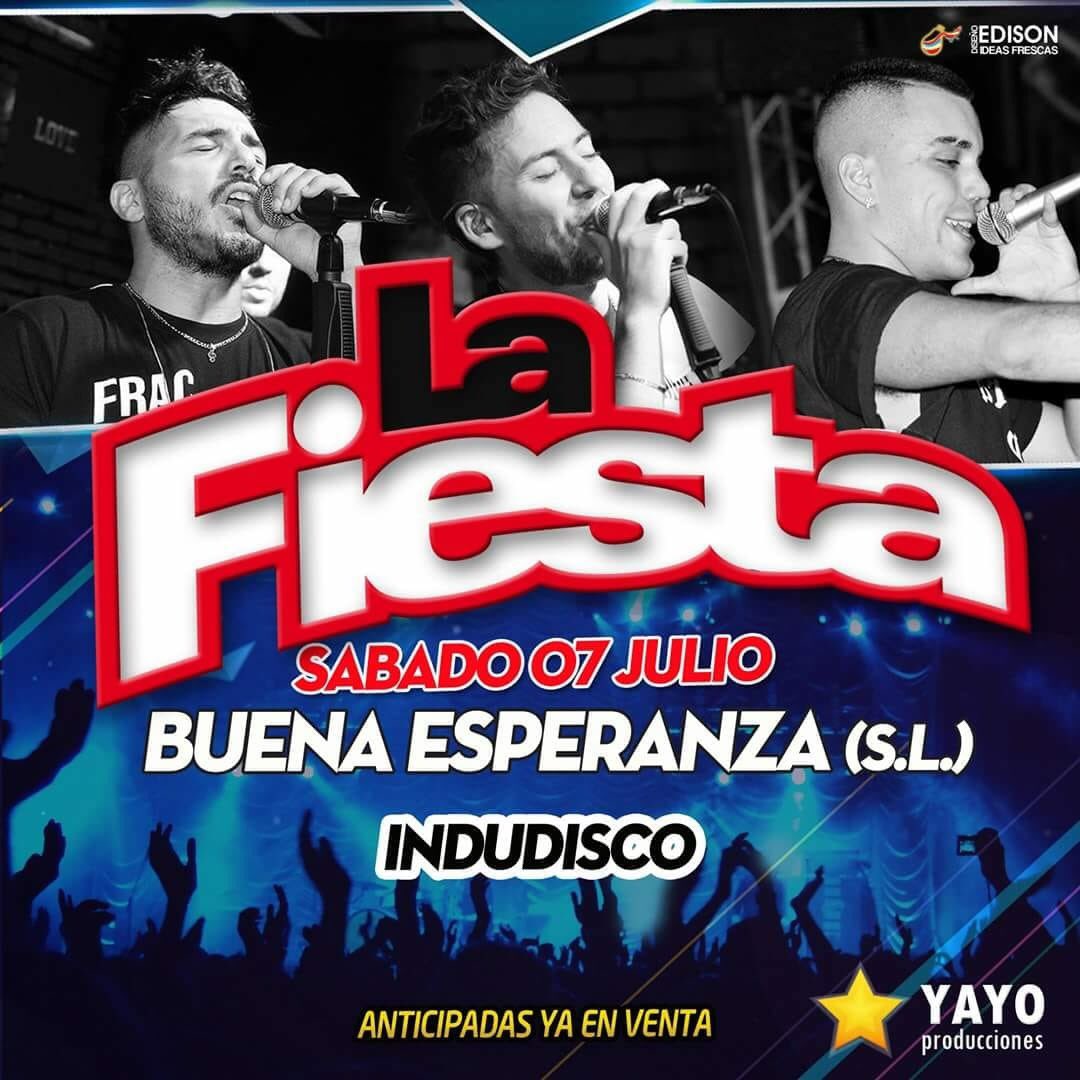lafiestaoficial's tweet photo. Atención gente de Buena esperanza ❗❗
Este sábado 7 julio nos vemos en Indú Disco
Una noche imperdible llena de fiesta 🔥
#SomosCuarteto #SomosLaFiesta #SentiteVivo https://t.co/2jIZlGFde4