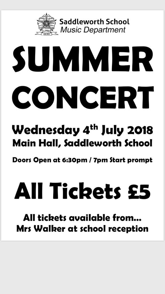 saddleworthmuso's tweet photo. We are REALLY excited about our end of year musical celebrations!!! If you are free tomorrow night come and hear the young musicians of @saddleworth_sch perform at their annual summer concert! Going to be great fun with heaps of #TopTalent #TeamMuso #inspire #music #saddleworth https://t.co/pvFNmcvSaf