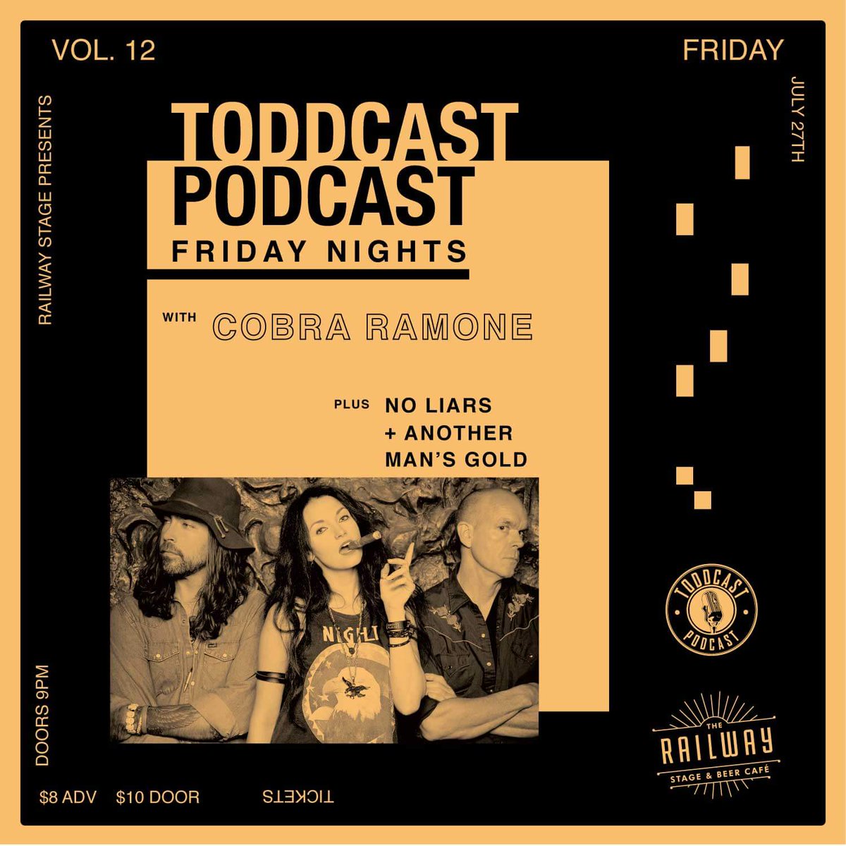 Stoked to join <a href="/cobraramone/">Cobra Ramone</a> and @noliarsbc on July 27th for the <a href="/TODDCastPodcast/">Todd Hancock</a> Friday Nights Volume 12!!
Get your tickets Here: showpass.com/cobraramone-ra…