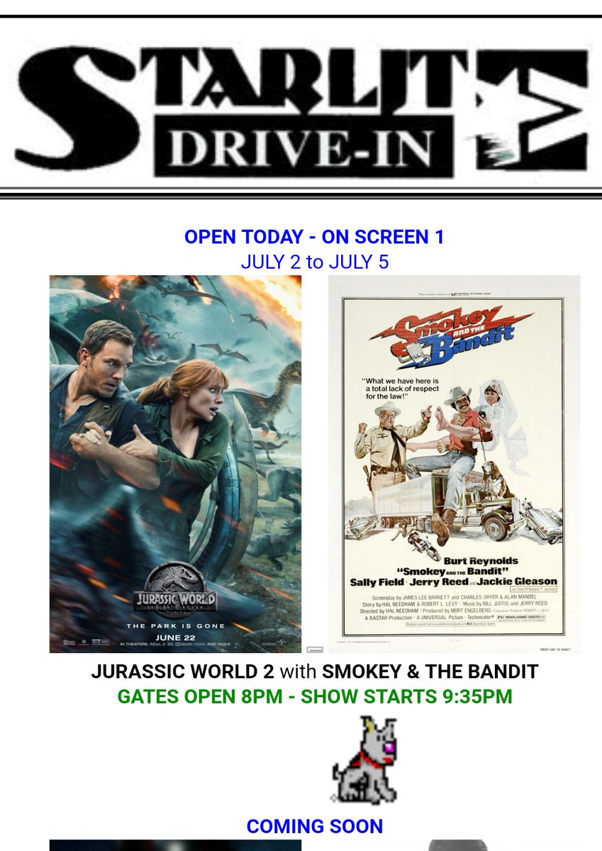 TNO_TV's tweet photo. How awesome is this!
The original #SmokeyAndTheBandit is playing this week at the #StarLiteDriveIn on the outskirts of #GrandBend #Ontario.
#DriveIn #OntarioOutdoors #PineryProvincialPark #GrandBendMotorplex https://t.co/t9qkCVZxIf