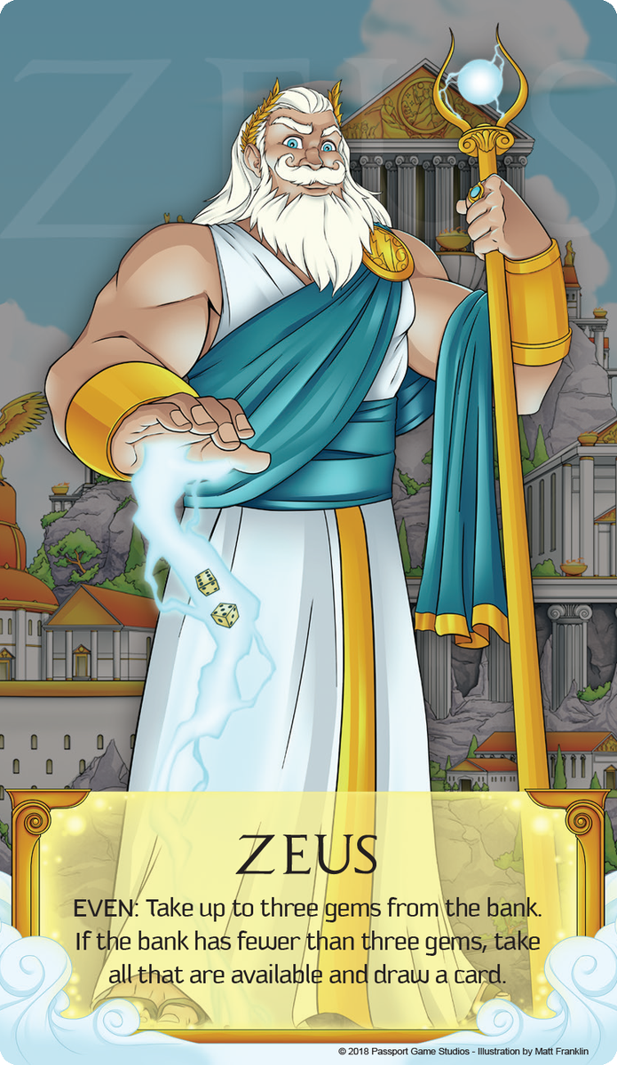 PassportGames's tweet photo. Our new game, #FleecingOlympus is #15 on the BGG hot Gen Con list! To celebrate we're sharing the 2 sides of the ruler of Mount Olympus himself today, #Zeus! More to come as we get closer! https://t.co/AqCcKhhRz8 https://t.co/lBsqs2SQ8m