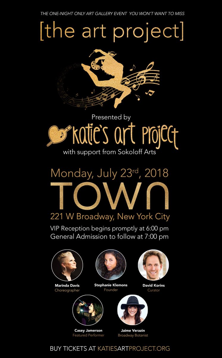 Support this great project by our very own @Steph_Klem Art gallery curated by the great @DavidKorins and live dance and vocal performances. Tickets on sale NOW! katiesartproject.org