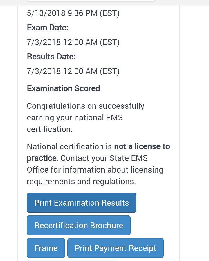 kilgore459's tweet photo. Finally! Months and months if studying my ass off finally paid off! I am officially certified as a NREMT!!! https://t.co/ikeVX5AACn