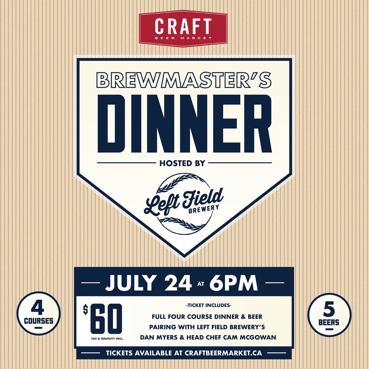 CRAFTToronto's tweet photo. Tickets on sale now!
Our next Brewmasters Dinner feat. @LFBrewery is coming up July 24th!
This awesome 5 beer, 4 course evening will one to remember- get in today (tickets in our bio)
#BrewmastersSeries #LeftFieldBrewery #Toronto https://t.co/HIxI4tw8P6
