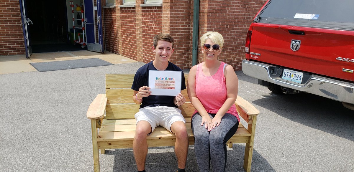 daviskristi5's tweet photo. I am so excited to present Woerther's 1st Buddy Bench.  Thank you to former student and Eagle Scout Anthony Smith for building such a fantastic bench.  I can't wait to start the painting on this new addition! @ROCK_Supt @rockwoodschools @drdavecobb #woertherwings  @WoertherPrin https://t.co/D34YVmVD5v