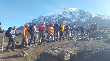 TheENDFund's tweet photo. Our team made it to the Barafu Camp after climbing over scree and through the alpine desert today! Tomorrow morning they will make their final push to the summit of #Kilimanjaro! #BeatNTDs #SummitToSee https://t.co/qFHENStB01