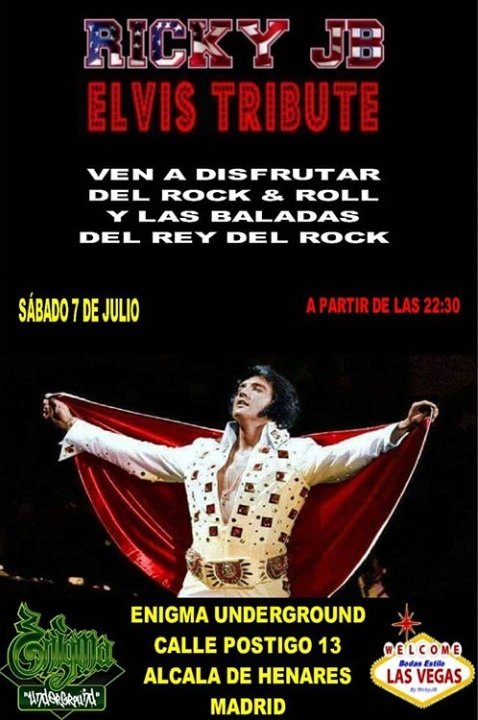 EnigmaUnd's tweet photo. El próximo sábado 7 de Julio haced paso al "King" porque ya está aquí, Ricky JB en concierto en la Sala Enigma Underground a partir de las 22.30h interpretando los mejores temas de Elvis Presley, Rock&amp;Roll Enigmáticxs. Oh yeah 😎 
#feeltheenigma
#enigmaticxs https://t.co/M5F2h2brnX