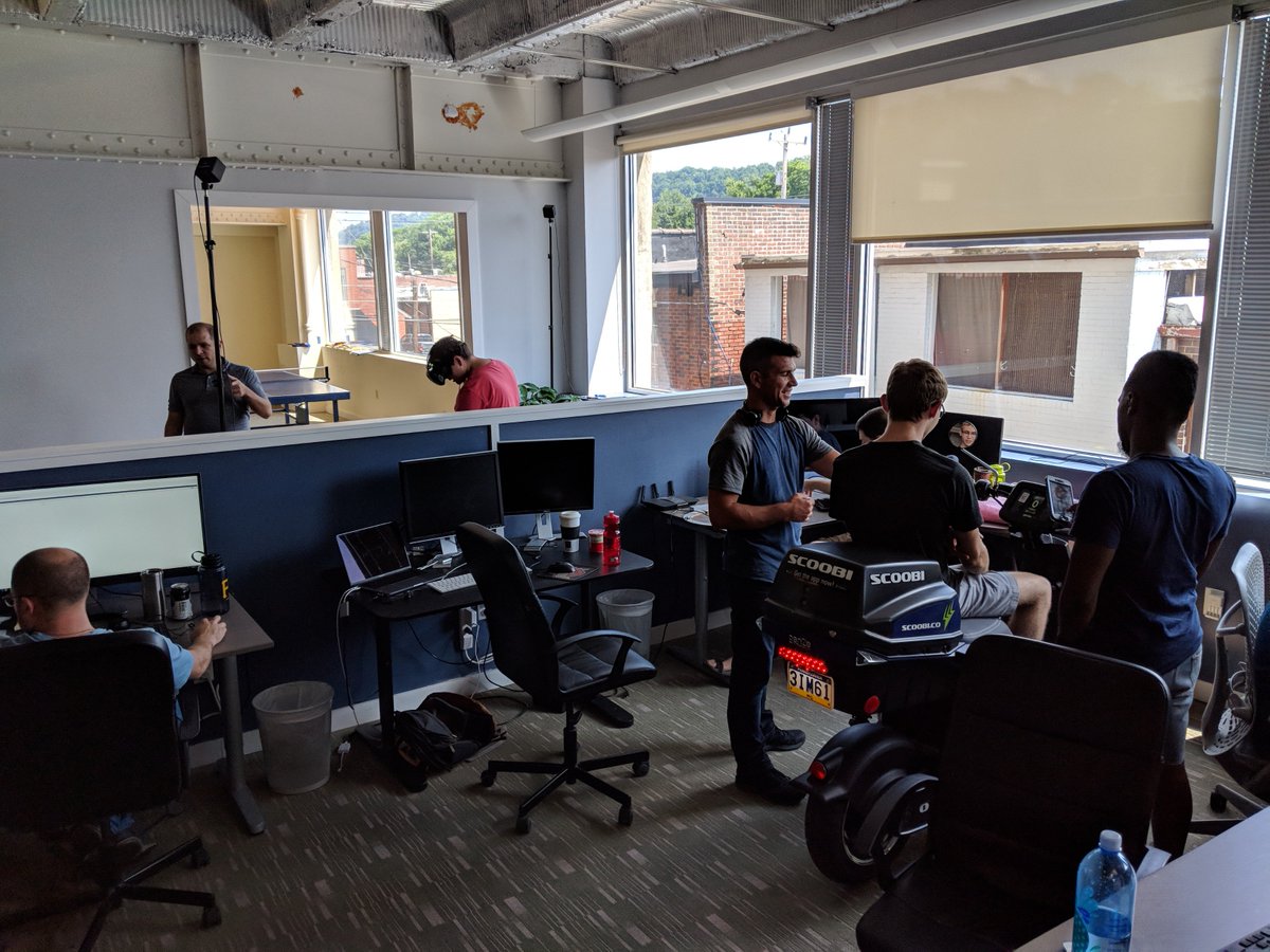 BuildInMotion's tweet photo. Active day at the office! Most of the crew is putting the finishing touches on #Scoobi, with others working on a virtual reality project. https://t.co/w37jgJVF7s