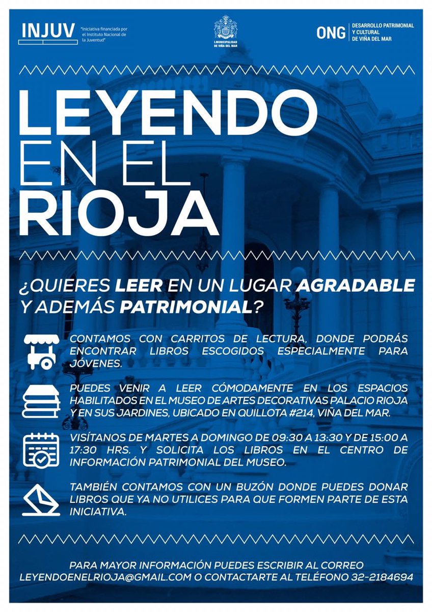 edu_hhs's tweet photo. ➡ #LeyendoEnElRioja 👌 tremenda iniciativa de @InjuvValparaiso @vinadelmar @culturavina @palaciorioja y #ONGDesarrolloPatrimonialyCulturaldeViñadelMar !!!! 
Leer nos hace grande ... Buenisima instancia 💪👌 https://t.co/kFxjK6Uixs