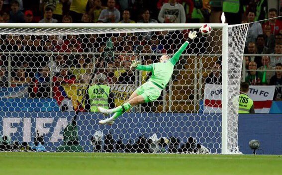 Didn’t get to appreciate Pickford’s incredible save before Colombia scored. This image perfectly sums it up. 👏🏼 #ENGCOL #WorldCup