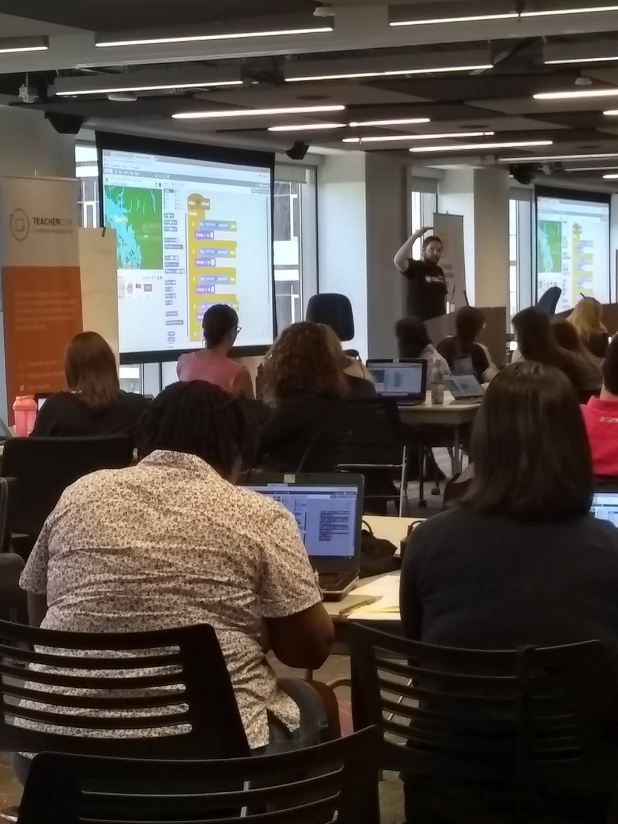 XMichelleLinX's tweet image. A great way to kick off Day 1 of @learningcode's #TeacherConCa: Scratch + facilitator @SteveBlair0 #teacherslearningcode #canCODE