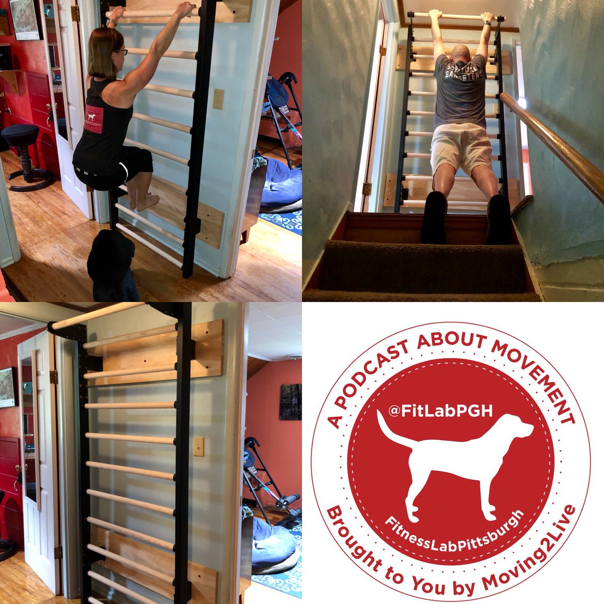 FitLabDeepCreek's tweet photo. Does anyone else have 2 sets of stall bars in their upstairs hallway??? The #FitLabPGH #podcast team is committed to making #movement a priority!
#pittsburgh #pgh #newtoys #stallbars #moving2live #getmoving #training #homegym #homeimprovement #movemore https://t.co/CzddLIAqYt