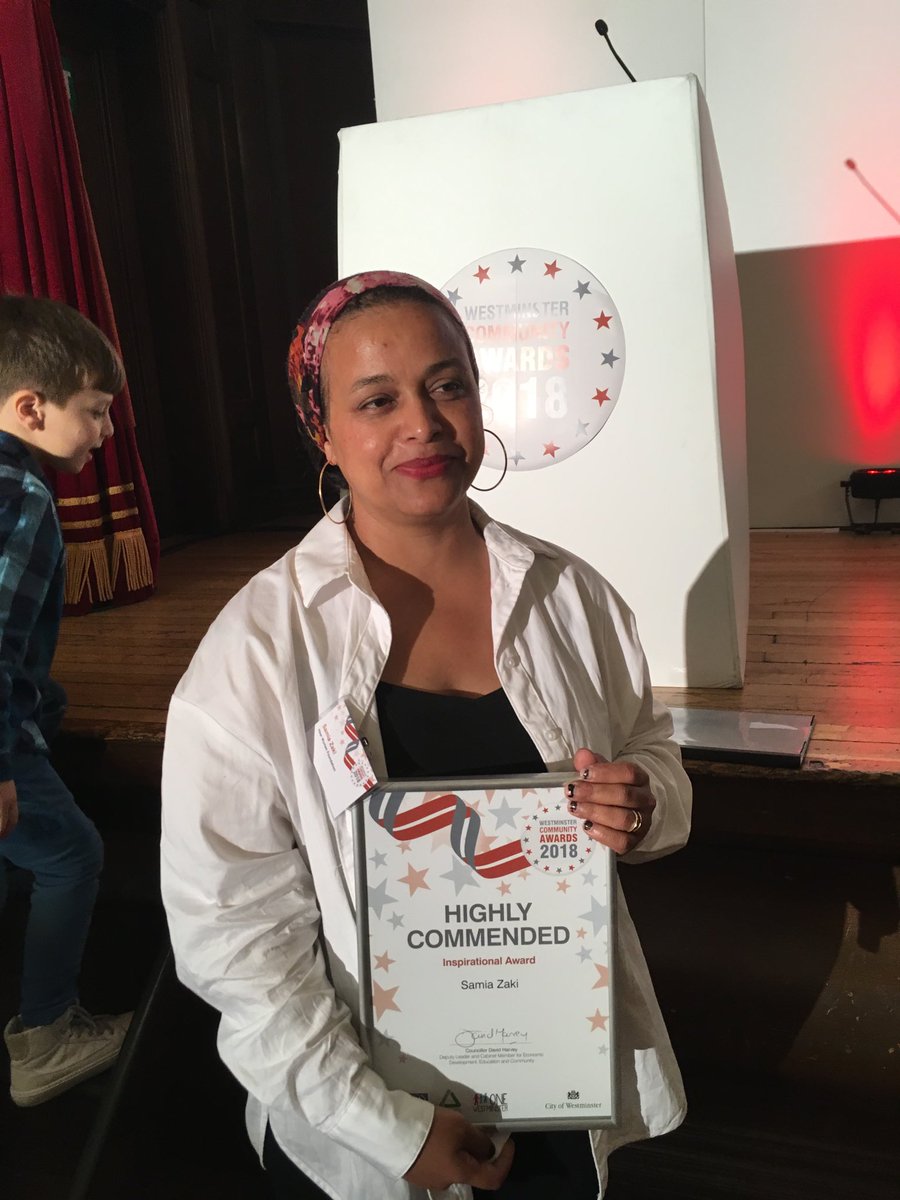 LittleVenice's tweet photo. Congrats to our Samia - a vital part of our volunteering dept! Gained a highly commended in the Inspirational Volunteer award at #Westminster Community Awards tonight - we’ll done that girl https://t.co/GfL4sZ3bK3