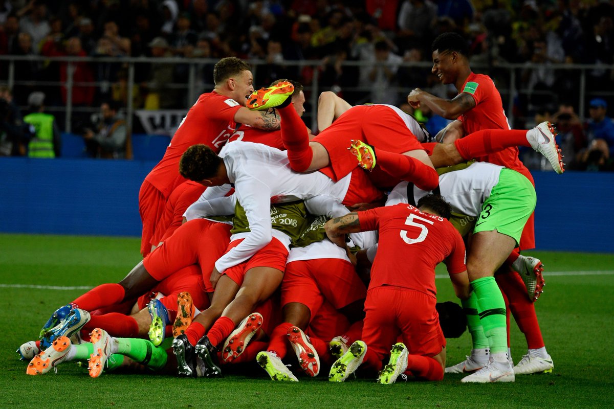 ChelseaFC's tweet photo. England are through to the #WorldCup quarter-finals after beating Colombia on penalties! 🙌 #ENGCOL 

🦁🦁🦁 https://t.co/qo6n9jir8u