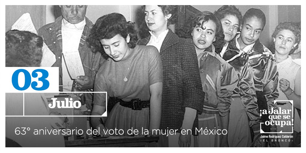 JaimeRdzNL's tweet photo. Un día como hoy de 1955 las mujeres mexicanas ejercían su voto por primera vez. Me llena de orgullo que hoy sean partícipes activas de esta democracia. Mi reconocimiento a quienes lucharon por este derecho y a quienes hoy lo ejercen con libertad. #VotoFemenino https://t.co/Eybu6on7mF