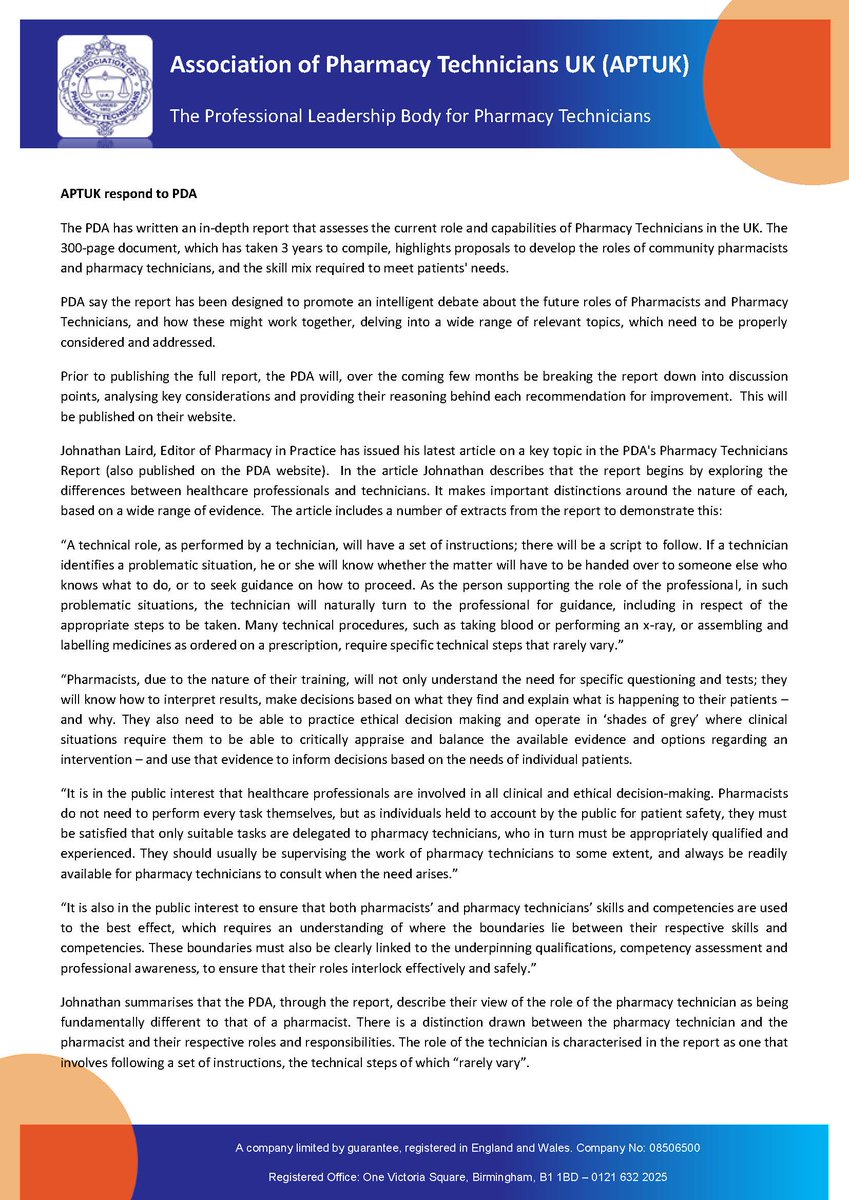 FennTess's tweet photo. @JohnathanLaird @APTUK1 are clear &amp; steadfast in their belief #PharmTechs are professionals in their own right &amp; play an integral &amp; important part in delivery of safe &amp; effective health care for patients &amp; the public

Read the full response
https://t.co/L8CtoDP4JR
@TheGPhC @rpharms  @the_pda https://t.co/JRuR3YEQ3L