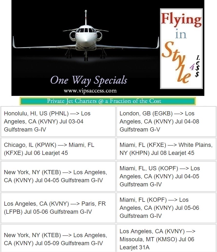 VIPsAccess's tweet image. ✨Fly #PrivateJet✈️#VIP Style Worldwide✨
💥ONE WAY SPECIALS🔥

#Hawaii➡#Los Angeles
#SoFlo➡#LosAngeles
#NewYork➡#LA
#NYC➡#LAX
#MIA➡#NY
#SoCal➡#Paris
#Chicago➡#Miami
#Aspen➡South #Beach
#London➡#CityOfAngels

💰💰ZERO MEMBERSHIP FEE👏🏽👏🏽

➡VIPsAccess.com/luxury/private…✅