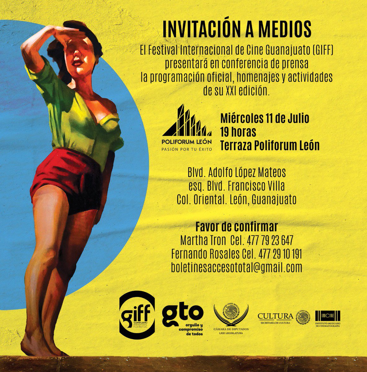 giffmx's tweet photo. Amigos de medios del Bajío, 
Los esperamos el miércoles 11 de julio a las 19:00HRS en Poliforum León para nuestra conferencia de prensa donde anunciaremos todos los detalles de #GIFF2018.

Favor de confirmar su asistencia a: prensa@guanajuatofilmfestival.com https://t.co/jams8DvmMR
