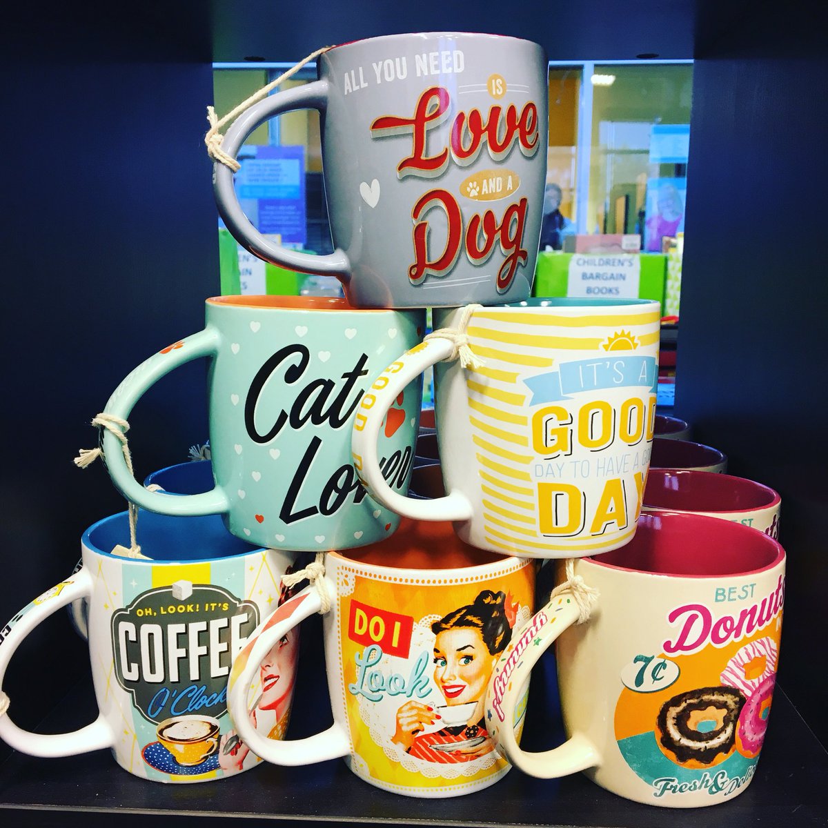 LibrairieClio's tweet photo. Coffee anyone? Check out our great collection of new novelty mugs! #coffee #mugs #novelty #loveyourlocalbookstore #shoplocal #shopindie https://t.co/guuG6qEr2B