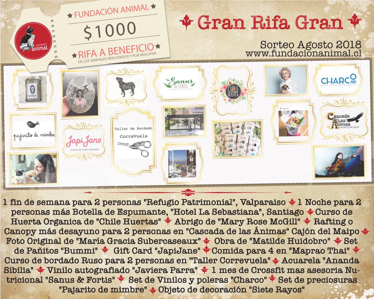 HOLI vendemos rifas de <a href="/FundAnimalChile/">Fundación Animal Chile🐾</a> SON LOS MEDIOS PREMIOS dennos su dinero Chao