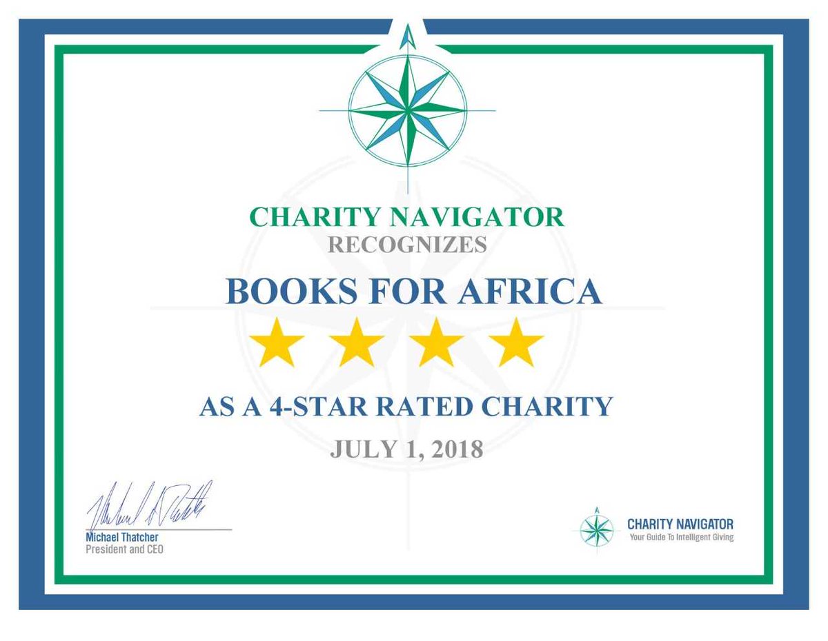 books4afratl's tweet photo. @books4afratl and @BooksForAfrica are SO proud to be named a 4-star charity for the 7th consecutive year by @CharityNav ! https://t.co/Dh04UrM6UH