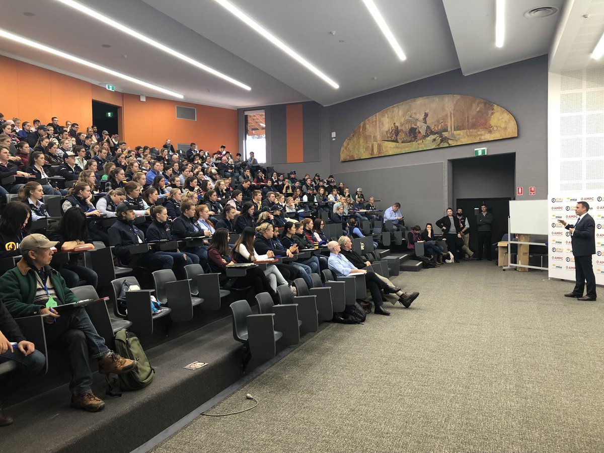 PeteMcGil's tweet photo. Richard Norton inspiring the 170 #ICMJ2018 conference delegates about the bright future of red meat industry @meatlivestock @ERS_UNE lamb will be $9 to $10 per kg in 5 years @ausmeatjudging https://t.co/Sd4rBFOENO