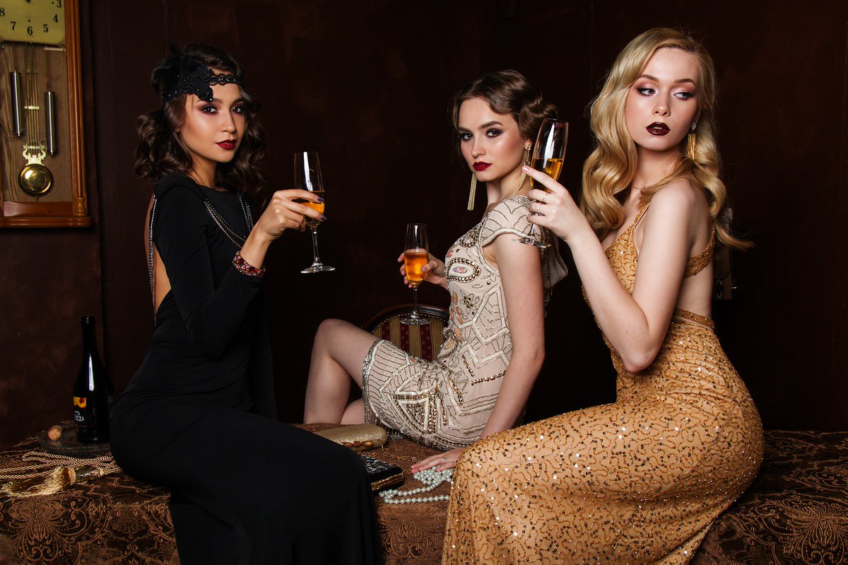 Pixabay on X: Three Glamorous Women Drinking Champagne - by