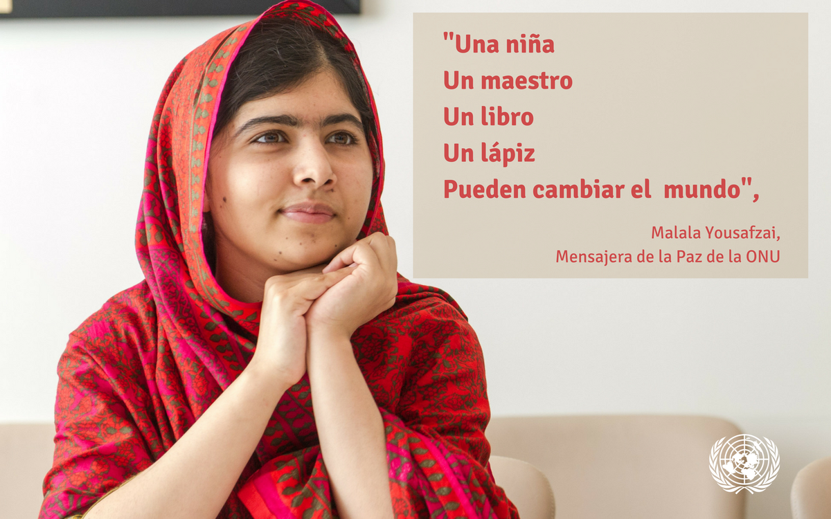 ONU_es's tweet photo. "Cuando educas a las mujeres, la sociedad cambia por completo", @Malala.

Exige el cumplimiento de los #ObjetivosMundiales.
Educación para todos: https://t.co/VyeEd11GT9 https://t.co/lixN8u2fz3