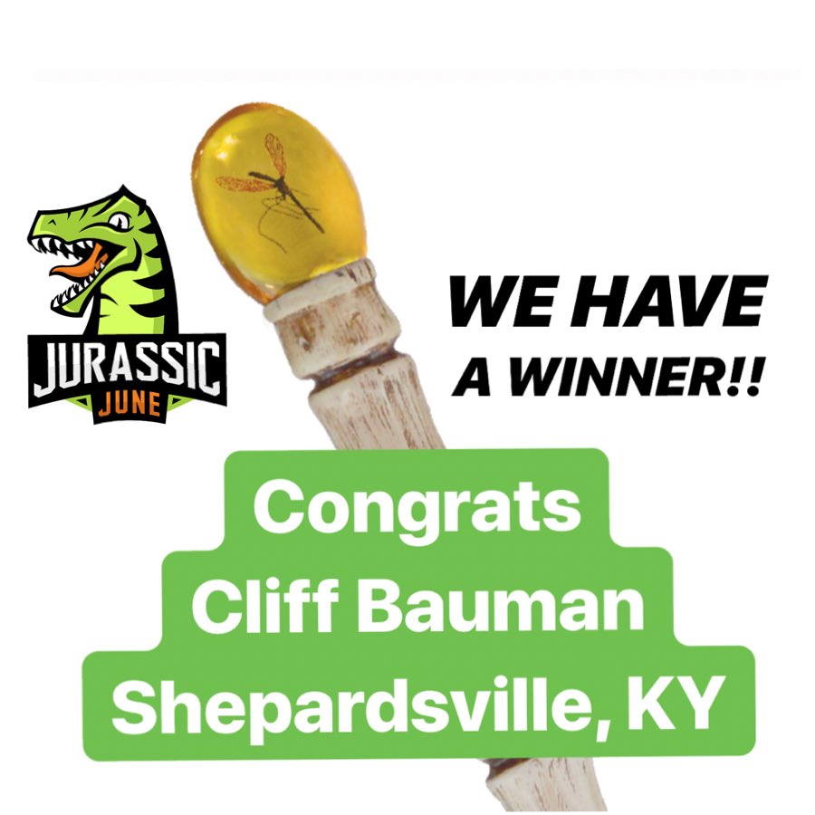 JurassicJune's tweet photo. Congrats to the winner and thanks to all who entered our contest this year! And big thanks to @paracollect for partnering with us on this awesome giveaway! #jurassicworld #jurassicjune #jurassicpark #jurassicworldfallenkingdom https://t.co/0kGhhKoS8y
