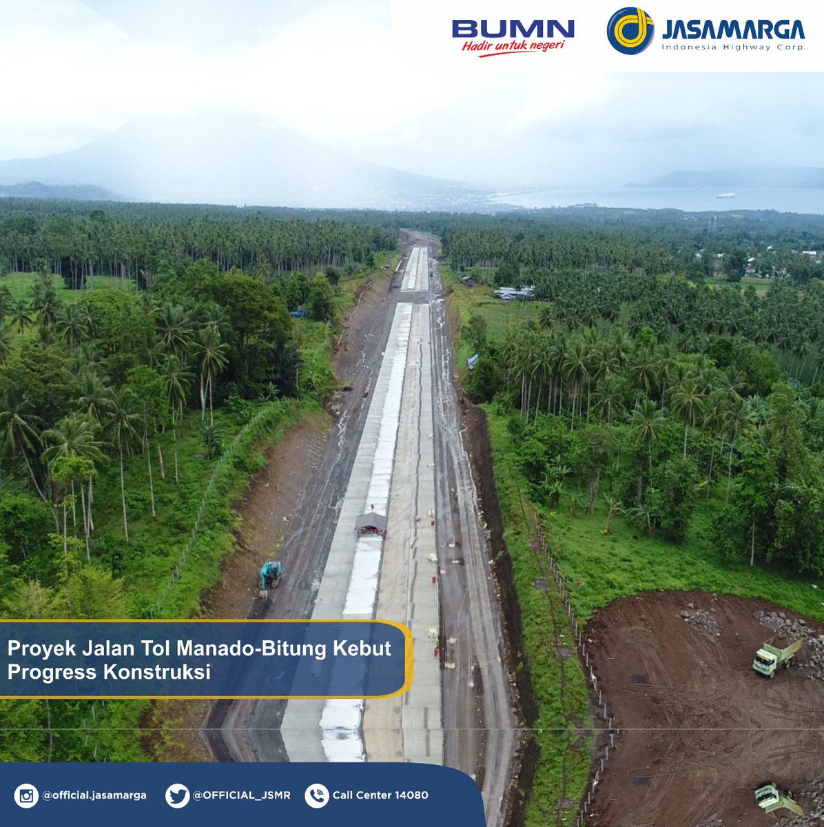 OFFICIAL_JSMR's tweet photo. Proyek Jalan Tol Manado-Bitung Kebut Progress Konstruksi. https://t.co/HcgzvdKkMo
#BUMNHadirUntukNegeri #JasaMargaConnectingIndonesia #Tol_ManadoBitung https://t.co/3XzVNDRrlj