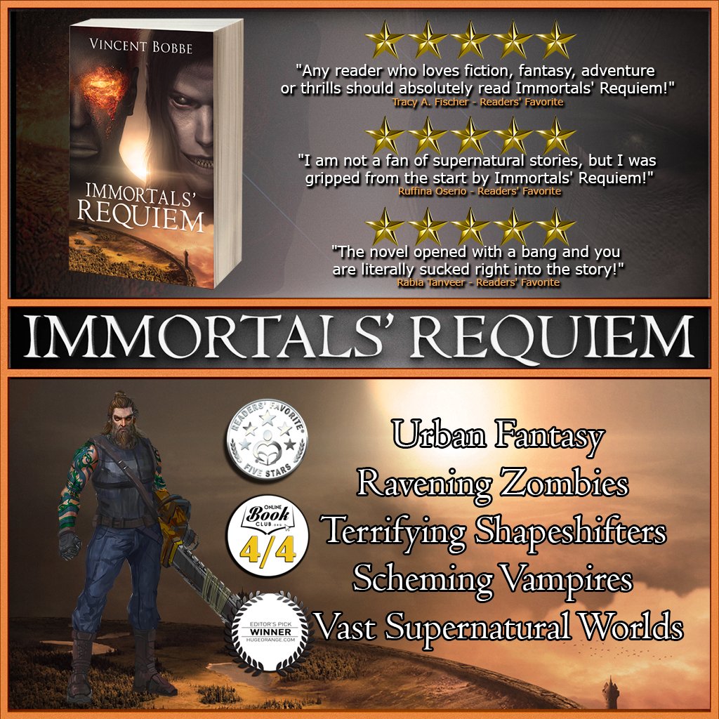 If you like urban fantasy, ravening zombies, terrifying shapeshifters, scheming vampires &amp; vast supernatural worlds, you'll love Immortals' Requiem! 
Readers Favorite 5* Award Winner &amp; Limited Time Launch Price!
bookshow.me/B07DDDVDR5
#DarkFantasy #grimdark #UrbanFantasy #!#-