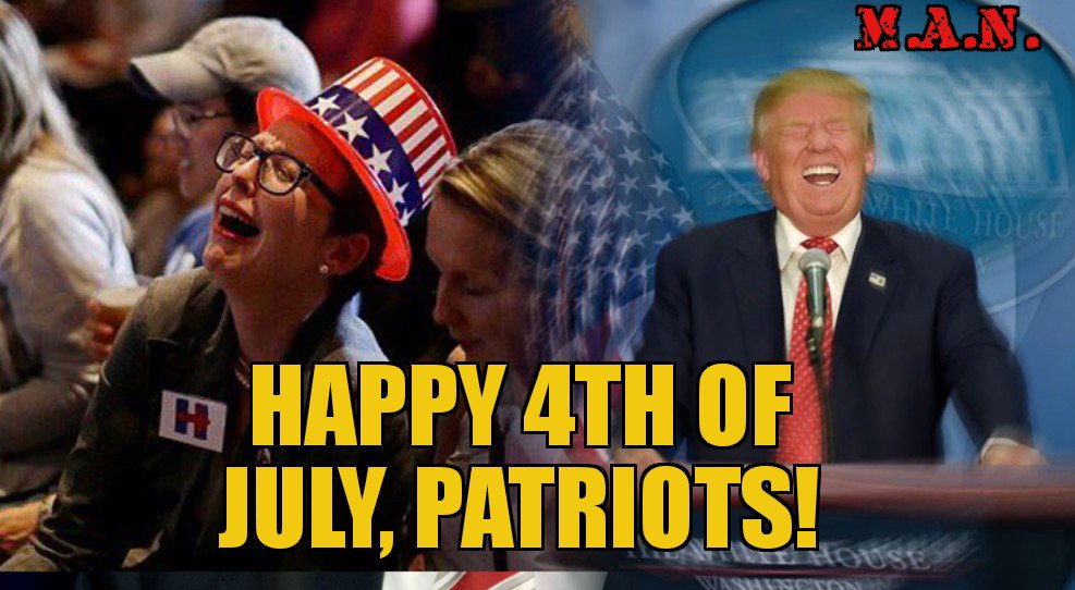 Happy 4th of July to all Patriots out there! 🇺🇸
While the liberal left continues to cry on Twitter and everywhere else😭, we continue our celebration!
The econmy is booming, Trump slapped down N. Korea and his approval at all time high. 
Life is GOOD!! 
#HappyFourthOfJuly #MAGA