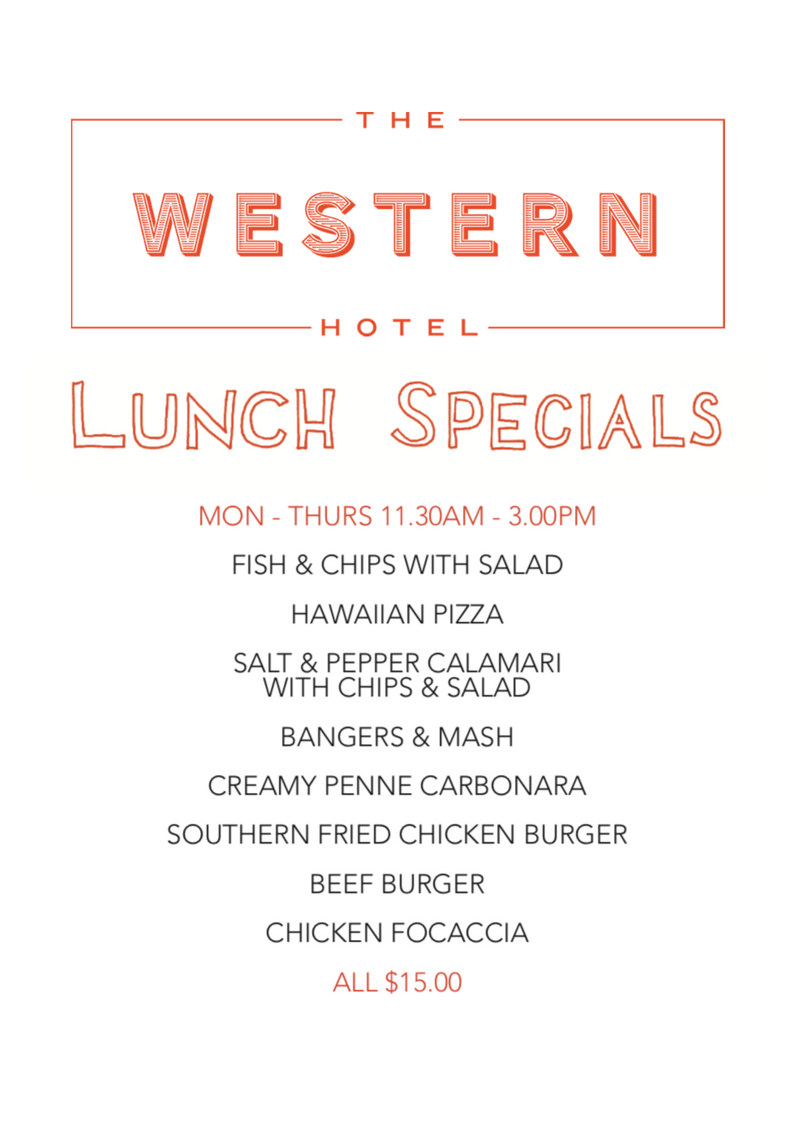 $15 Lunch Menu available until 3pm Monday-Thursday. Perfect for a quick bite with colleagues or a catch up with friends. Call us today 53 322 218